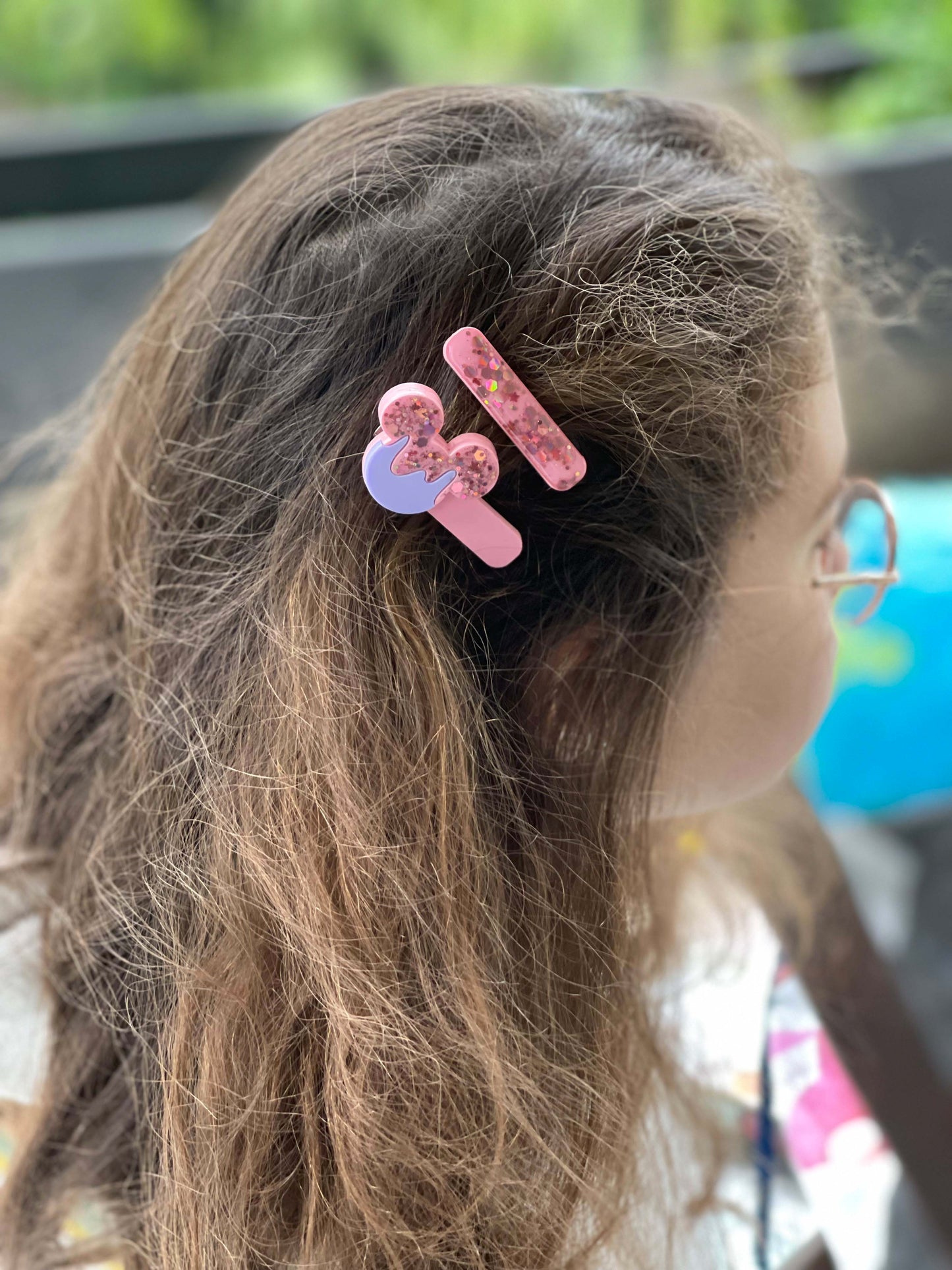 Barrette Glitter Glace mimi Mint coulis Lila