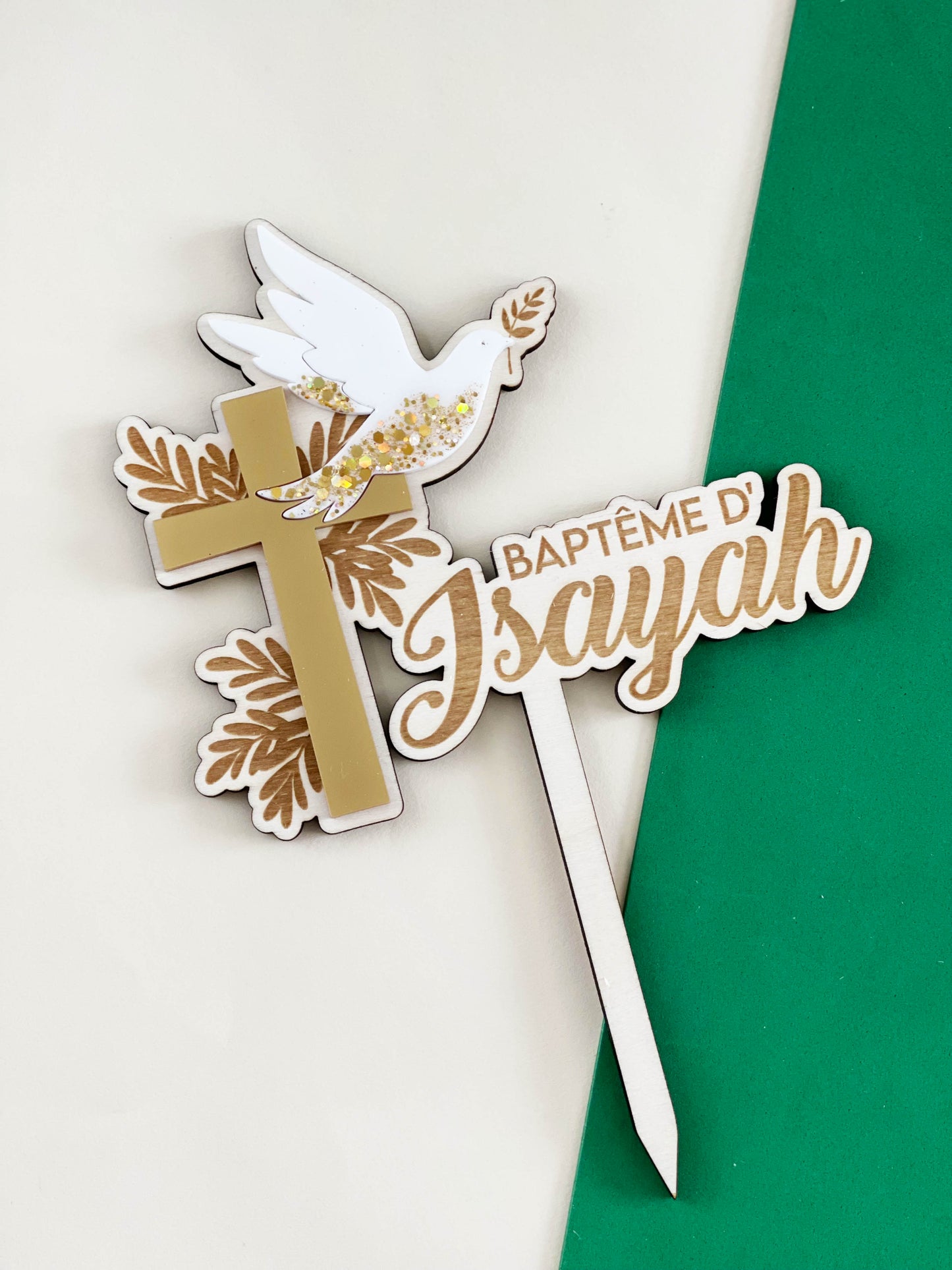 Cake topper Croix dorée