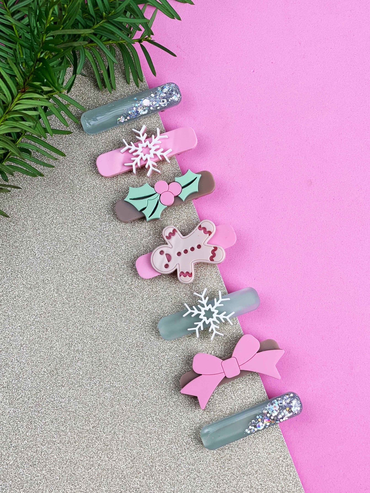 Barrettes Noël Pink