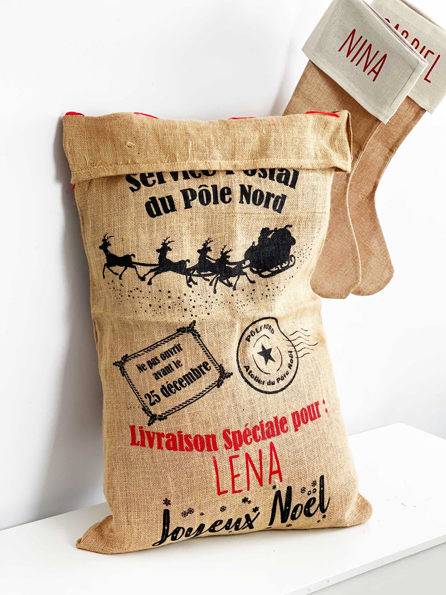 Hotte de Noël en Toile de jute