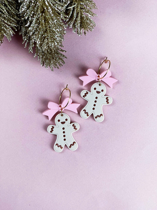 Boucles d'oreilles Noël Pink - Bonhomme pain d'épice