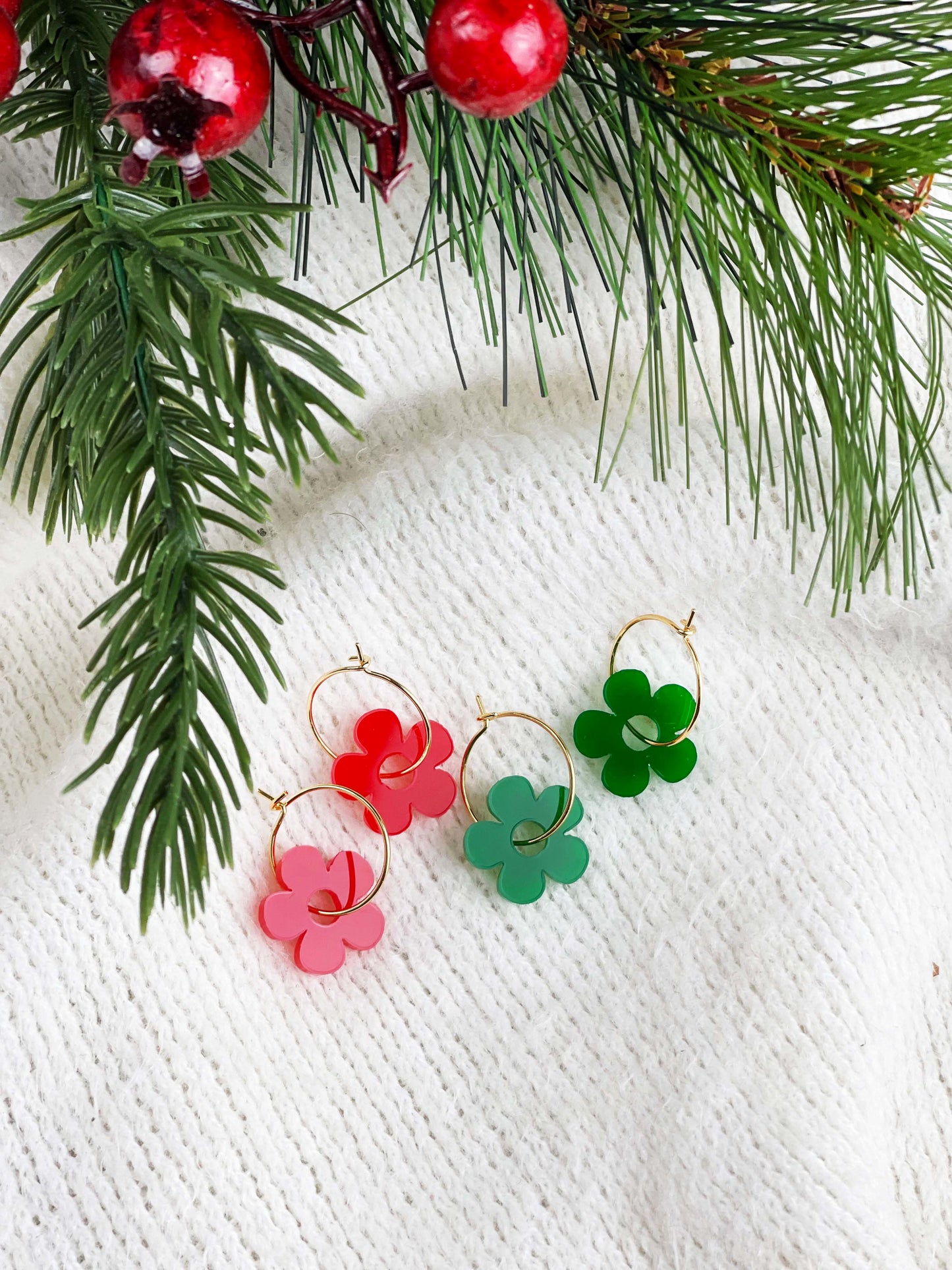 Boucles d'oreilles Noël traditionnel - Fleur