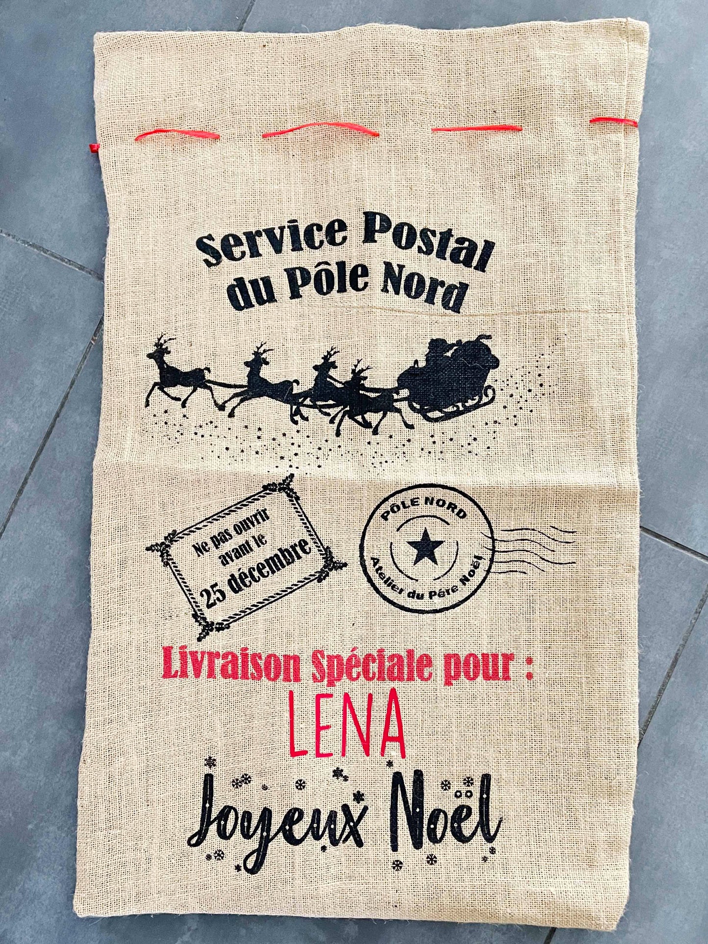 Hotte de Noël en Toile de jute