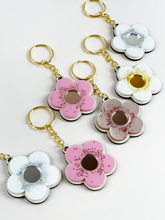 Porte Clé Fleur Glitter