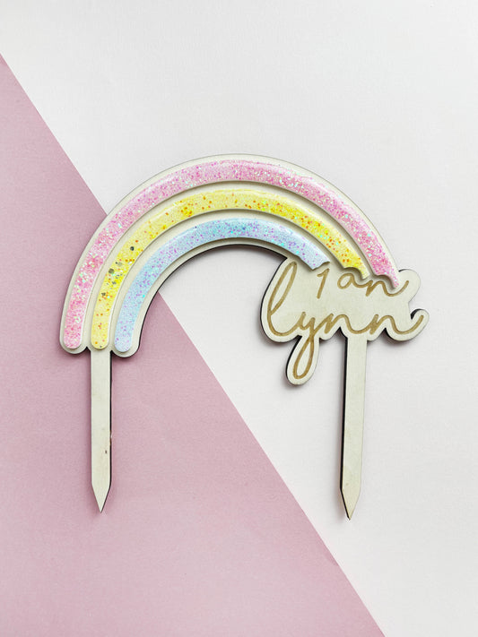 Cake topper Rainbow Pastel