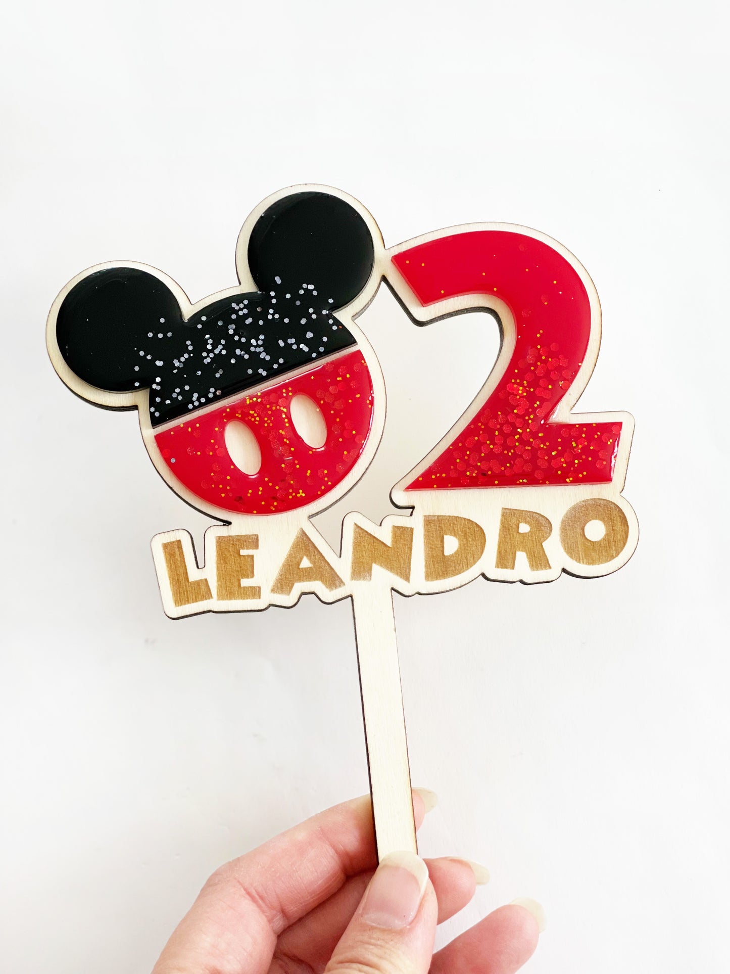 Cake topper Souris Noir et Rouge