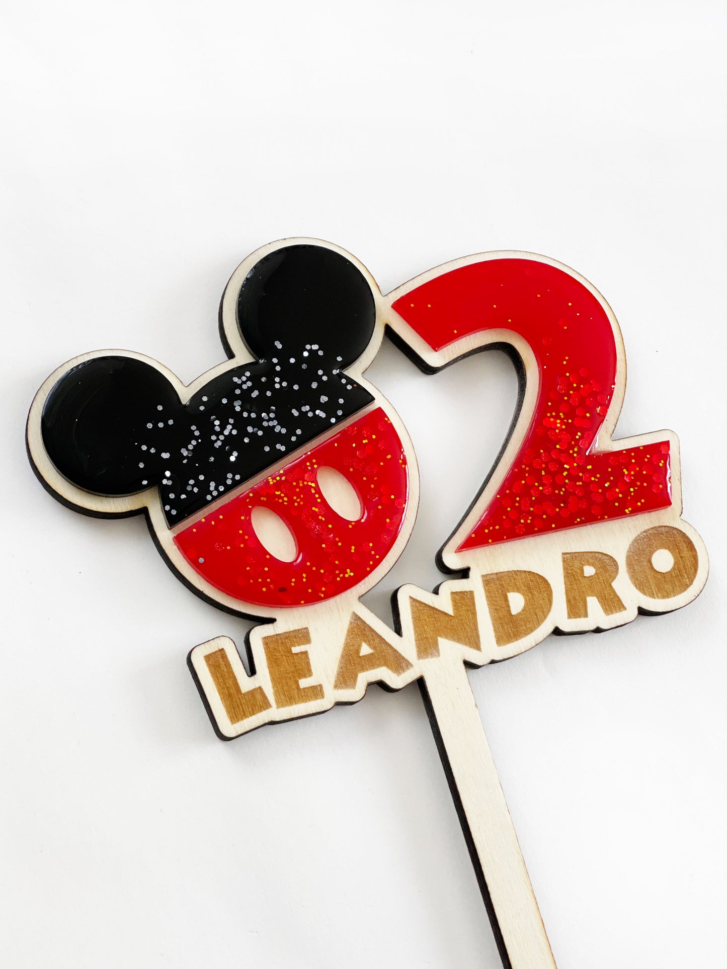 Cake topper Souris Noir et Rouge