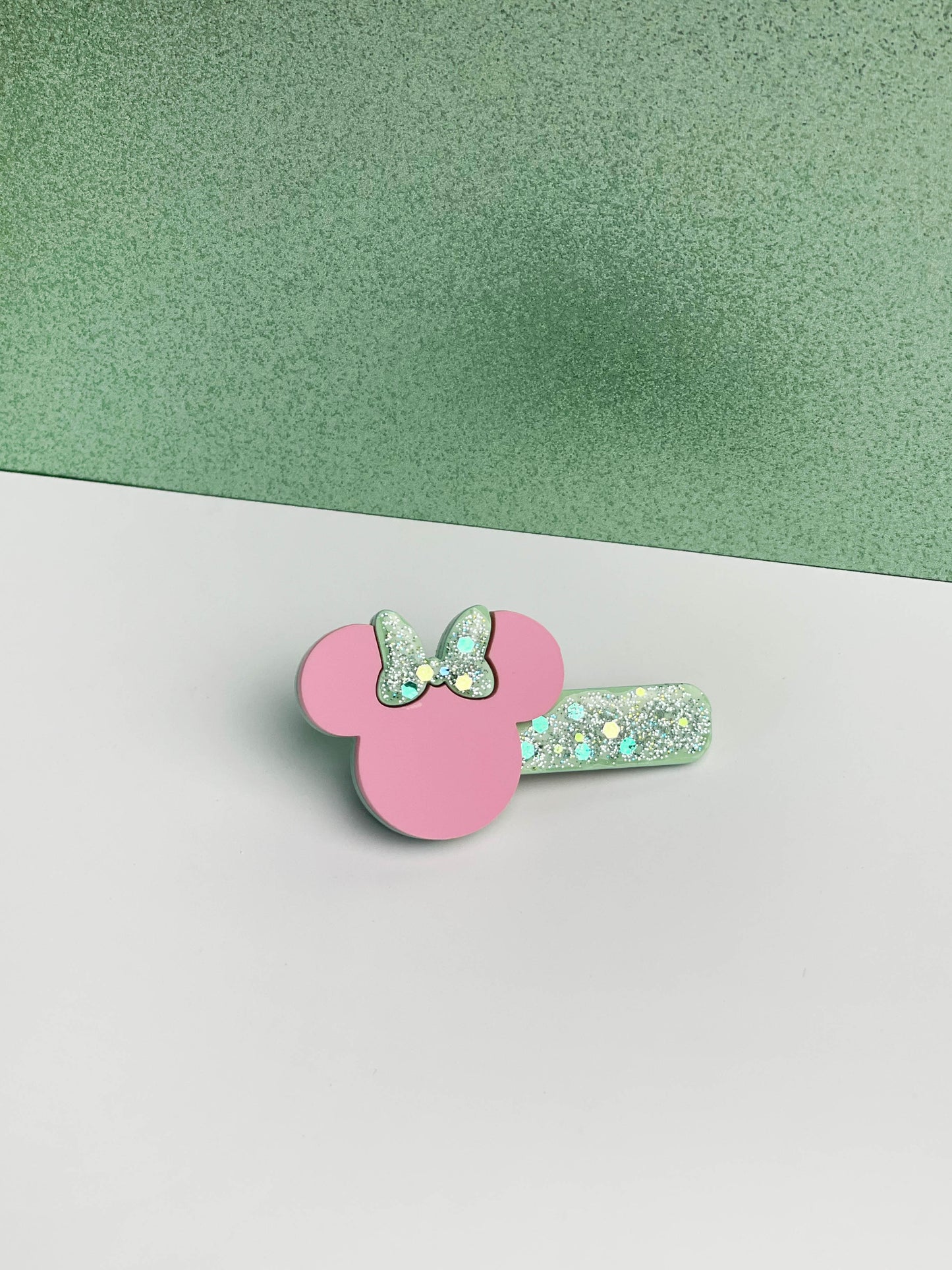 Barrette mini noeud Rose et mint