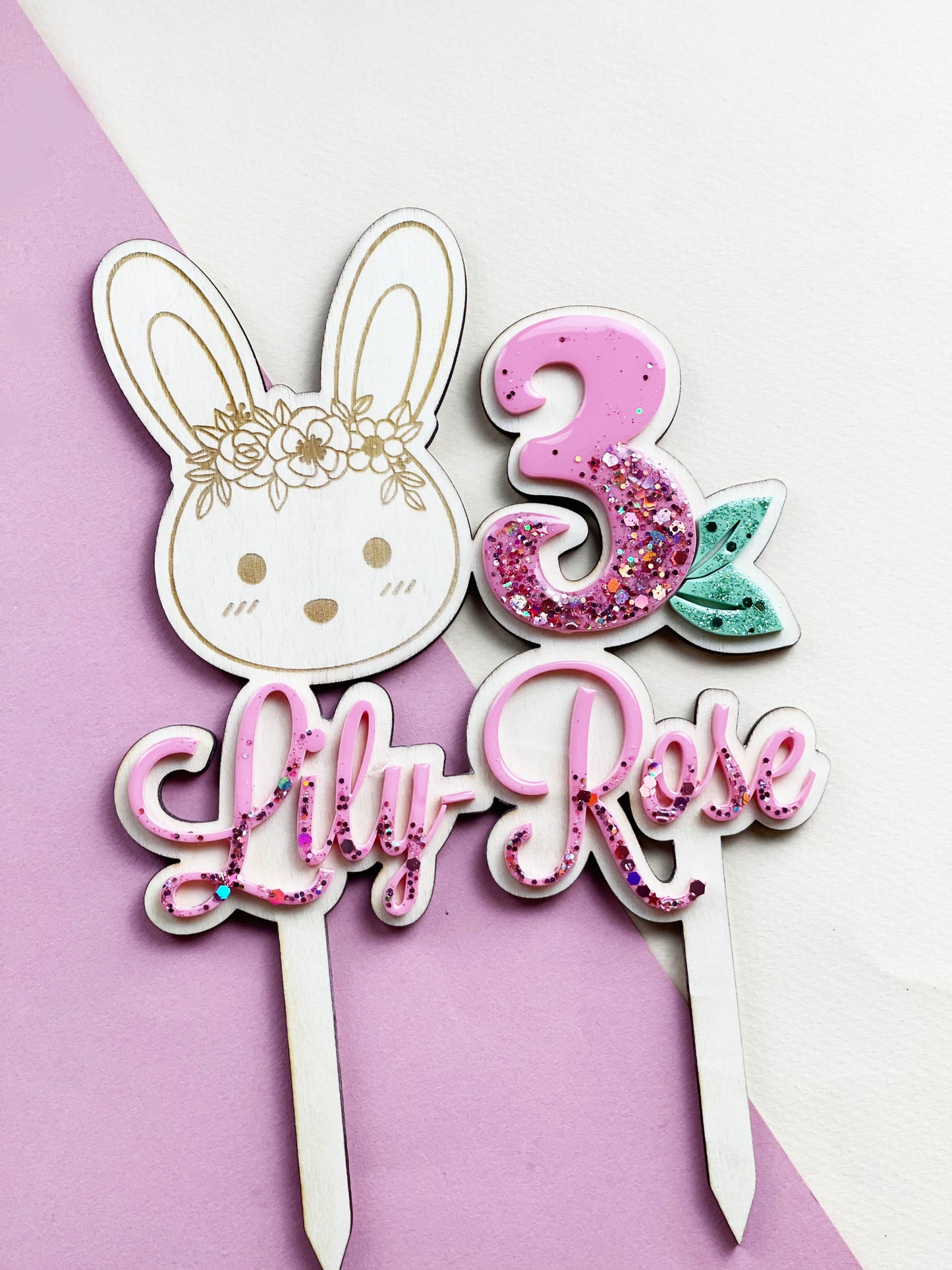 Cake topper Lapin fleuri