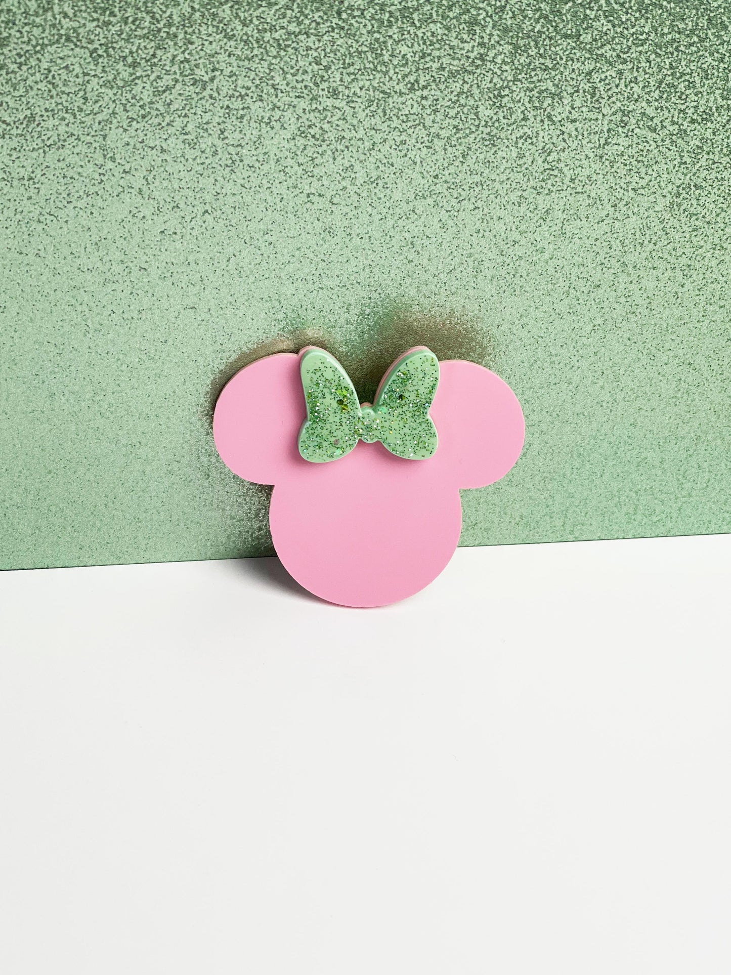 Barrette Tête Glitter Mimi Rose noeud mint