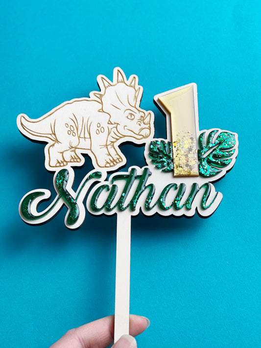 Cake topper Triceratops Vert