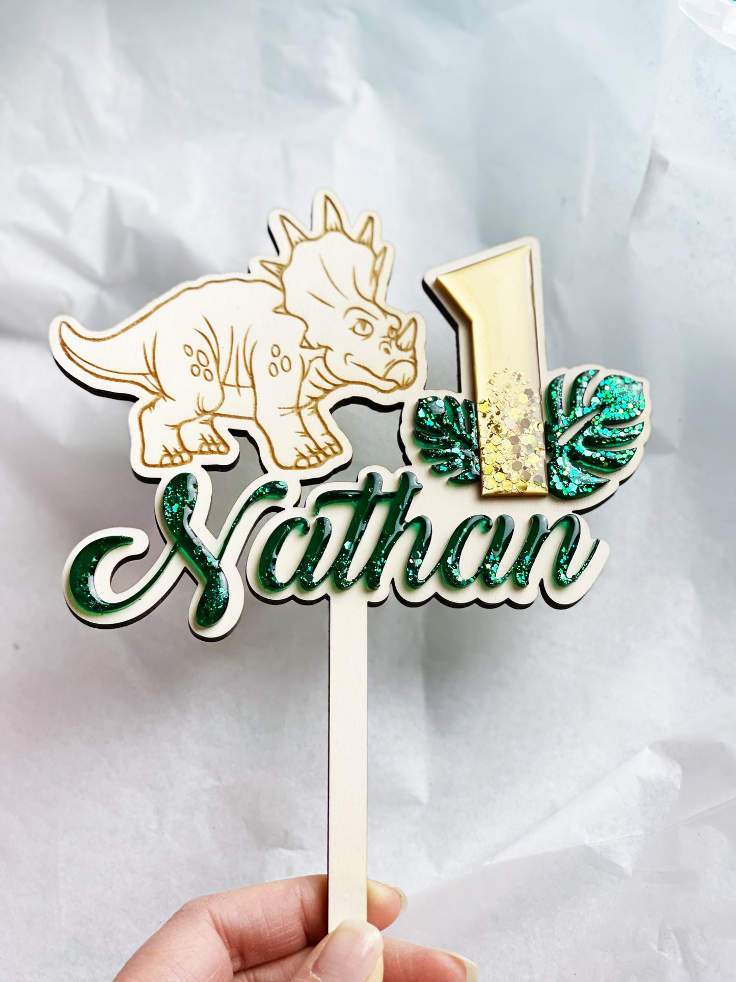 Cake topper Triceratops Vert