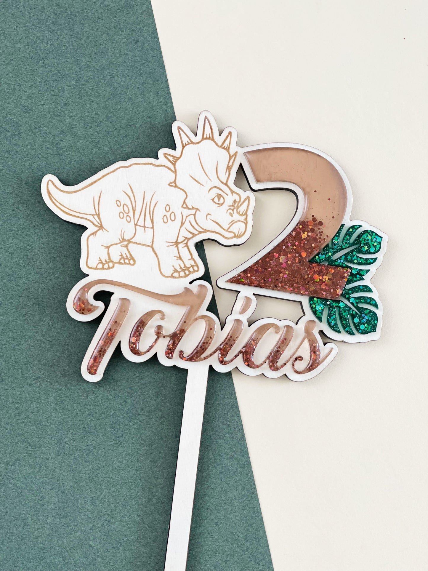 Cake topper Triceratops Marron