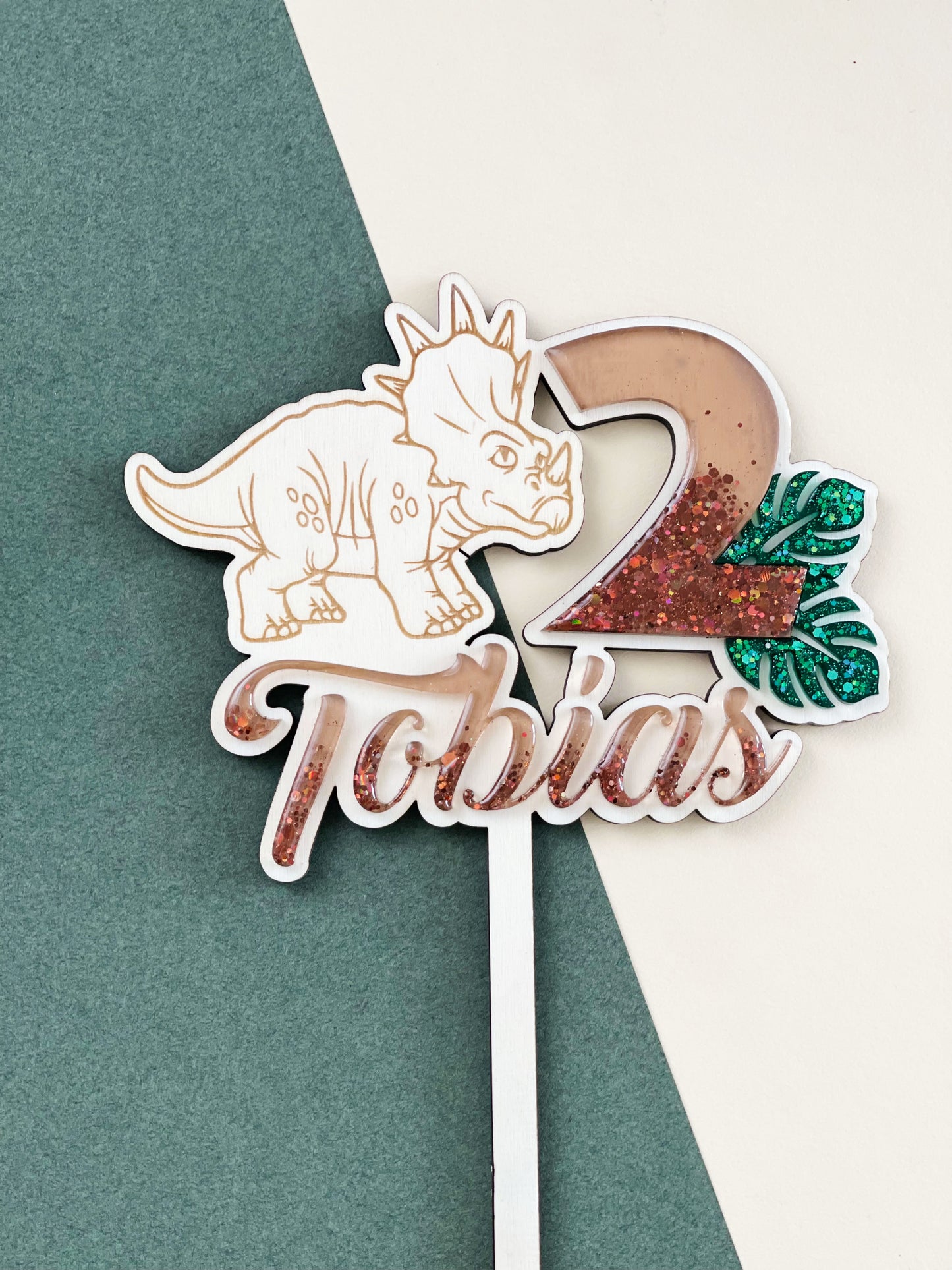 Cake topper Triceratops Marron