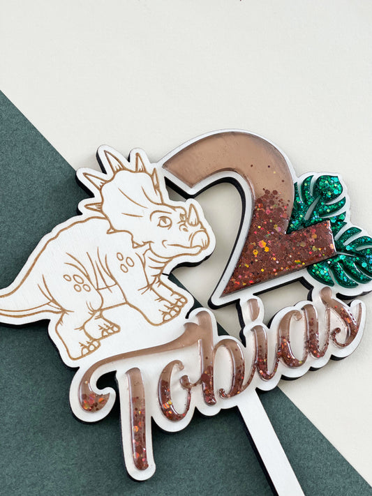 Cake topper Triceratops Marron